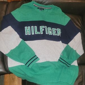 Tommy Hilfiger Green, Blue, and Gray Crewneck Sweater